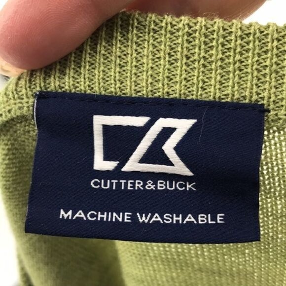 Cutter & Buck Wool  Blend Men's Douglas V-Neck Spring Green Size L - Picture 2 of 9